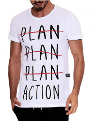 Biele pánske tričko s nápisom plan Y3309