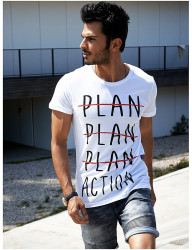 Biele pánske tričko s nápisom plan Y3309 #4