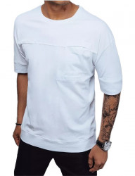 Biele pánske tričko s náprsným vreckom W5746