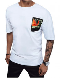 Biele pánske tričko s potlačou na chrbte W5753