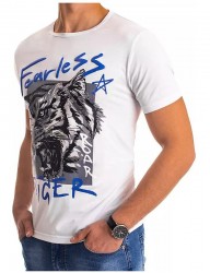 Biele pánske tričko tiger Y0261 #1