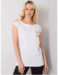 Biele tričko s výšivkou kvetín a vreckom Y5260 #2