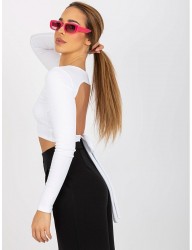 Biely crop top s holým chrbtom W6544 #2