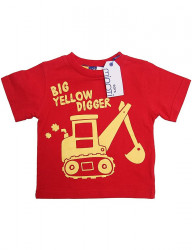 červené chlapčenské tričko s potlačou bagra Y5495