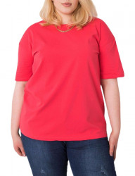 červené dámske basic tričko s krátkymi rukávmi Y0985