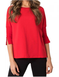 červené dámske oversize tričko s 3/4 rukávmi Y9848