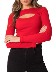 červené dámske tričko s prestrihom Y9837