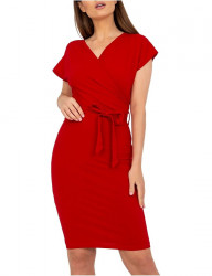 červené elegantné šaty s viazaním W6092