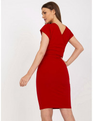červené elegantné šaty s viazaním W6092 #1