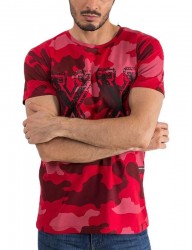 červené pánske camo tričko N9989