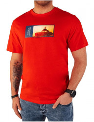 červené pánske tričko s potlačou B4141