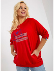 červené tričko s potlačou a vreckami W8614 #2