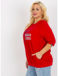 červené tričko s potlačou a vreckami W8614 #4