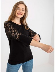 čierna blúzka s čipkovými rukávmi B0270 #2