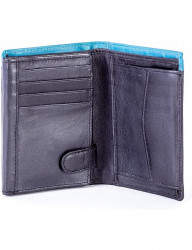 čierna pánska peňaženka s modrým okrajom N6785 #2
