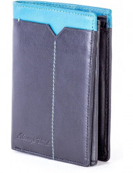 čierna pánska peňaženka s modrým okrajom N6785 #3