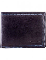 čierna pánska peňaženka s modrým prešívaním N6795