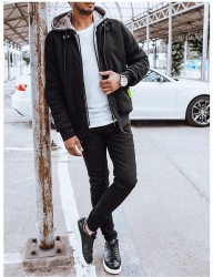 čierna pánska zateplená mikina s kapucňou B1506 #2