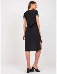 čierne bavlnené predĺžené šaty W6166 #1