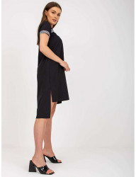 čierne bavlnené predĺžené šaty W6166 #2
