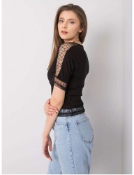 čierne dámske tričko s čipkou N9550 #2