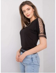 čierne dámske tričko s čipkou N9550 #3