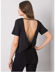 čierne dámske tričko s výstrihom na chrbte Y5748 #1