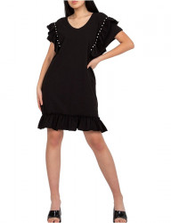 čierne dámske voĺné šaty s volánmi W5176