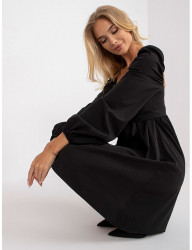 čierne elegantné šaty s viazaním W4952 #3