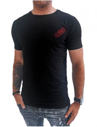 čierne pánske tričko s malou potlačou B0454