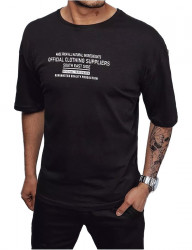 čierne pánske tričko s nápismi W5884