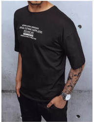 čierne pánske tričko s nápismi W5884 #2