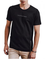 čierne pánske tričko s nápisom a zipsy Y5539