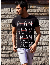 čierne pánske tričko s nápisom plan Y3279 #4