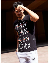 čierne pánske tričko s nápisom plan Y3279 #5