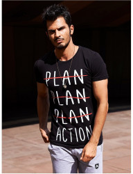čierne pánske tričko s nápisom plan Y3279 #7