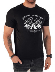 čierne pánske tričko s potlačou adventure B4356
