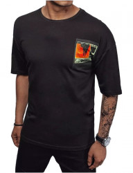 čierne pánske tričko s potlačou na chrbte W5750