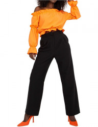 čierne rovné elegantné nohavice s vyšším pásom W5763