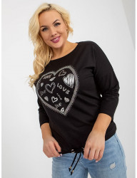 čierne tričko s aplikáciou srdca W8647 #3
