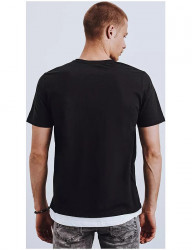čierne tričko s bielym lemom Y5176 #1
