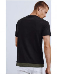 čierne tričko s khaki lemom Y5174 #1