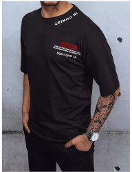 čierne tričko s potlačou na hrudi W5465 #1