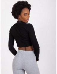 čierny crop top s dlhým rukávom W5271 #1