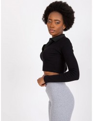 čierny crop top s dlhým rukávom W5271 #4