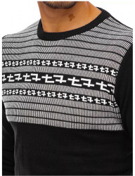 čierny pánsky pulóver so vzorom Y9659 #4