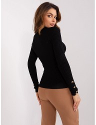 čierny rebrovaný pulóver s ozdobnými gombíkmi B2644 #1