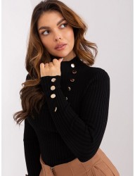 čierny rebrovaný pulóver s ozdobnými gombíkmi B2644 #3
