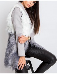 Dámska šedo-biela chlpatá vesta N6330 #2