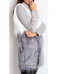 Dámska šedo-biela chlpatá vesta N6330 #4